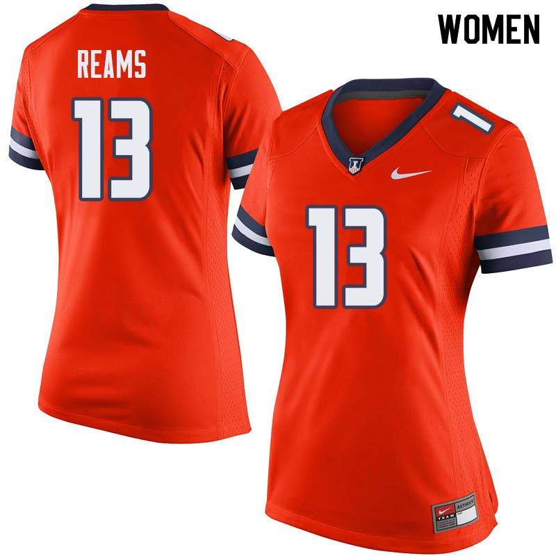 Women #13 Caleb Reams Illinois Fighting Illini College Football Jerseys Sale-Orange